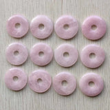 Natural Quartz Stone Pink Circle Donut Charms Beads 30mm 12pcs/lot