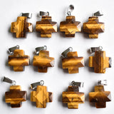 Quartz Tiger Eye Stone Cross Cut Faceted Pendants for Jewelry Making