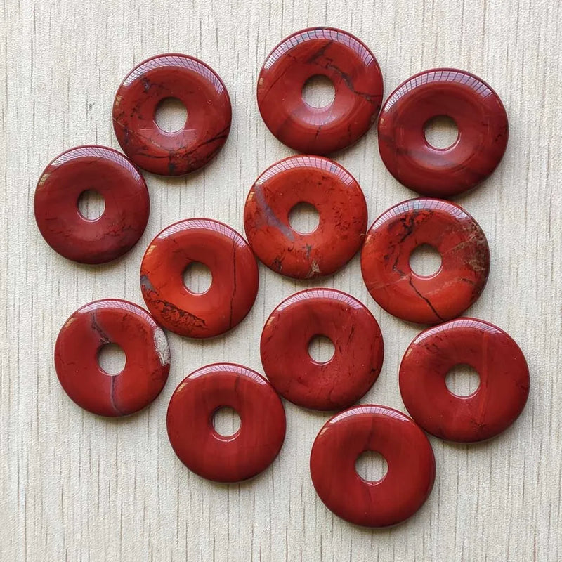 Natural Rainbow Stone Pink Circle Donut Charms Beads 30mm 12pcs/lot