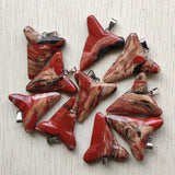10pcs Natural Rainbow Stone Shark Teeth Shape Pendants for Jewelry Making