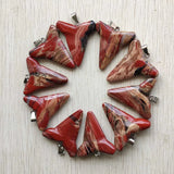 10pcs Natural Rainbow Stone Shark Teeth Shape Pendants for Jewelry Making