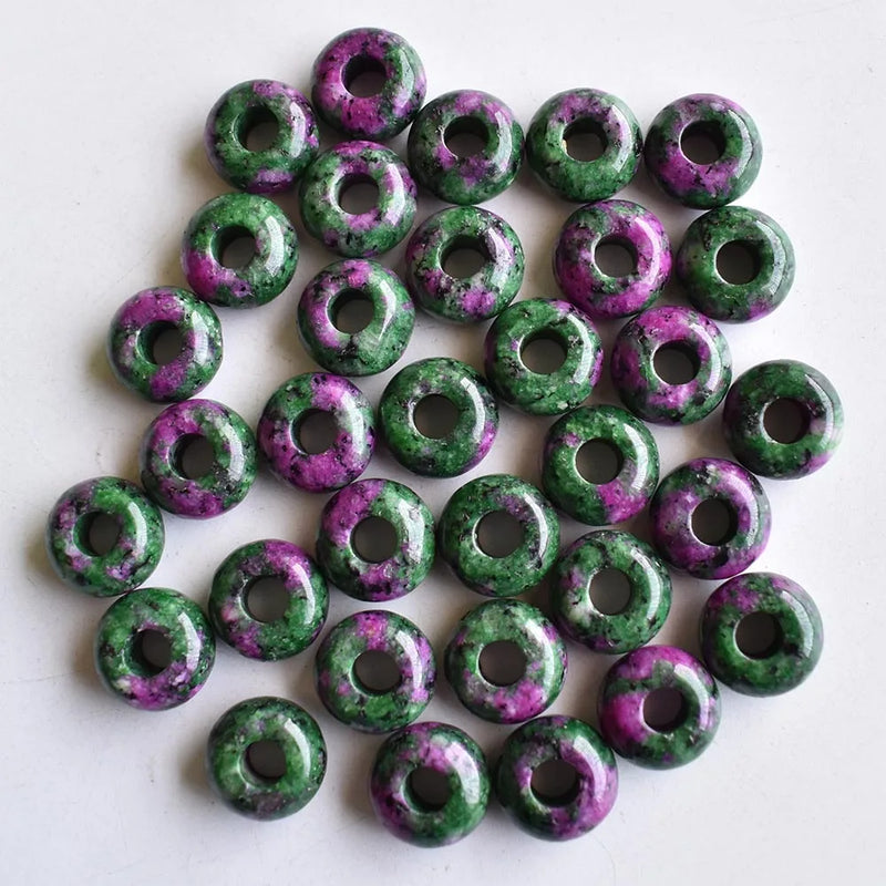 50pcs Natural Red and Green Stone Round Shape Big Hole Beads for Bracelet Charms