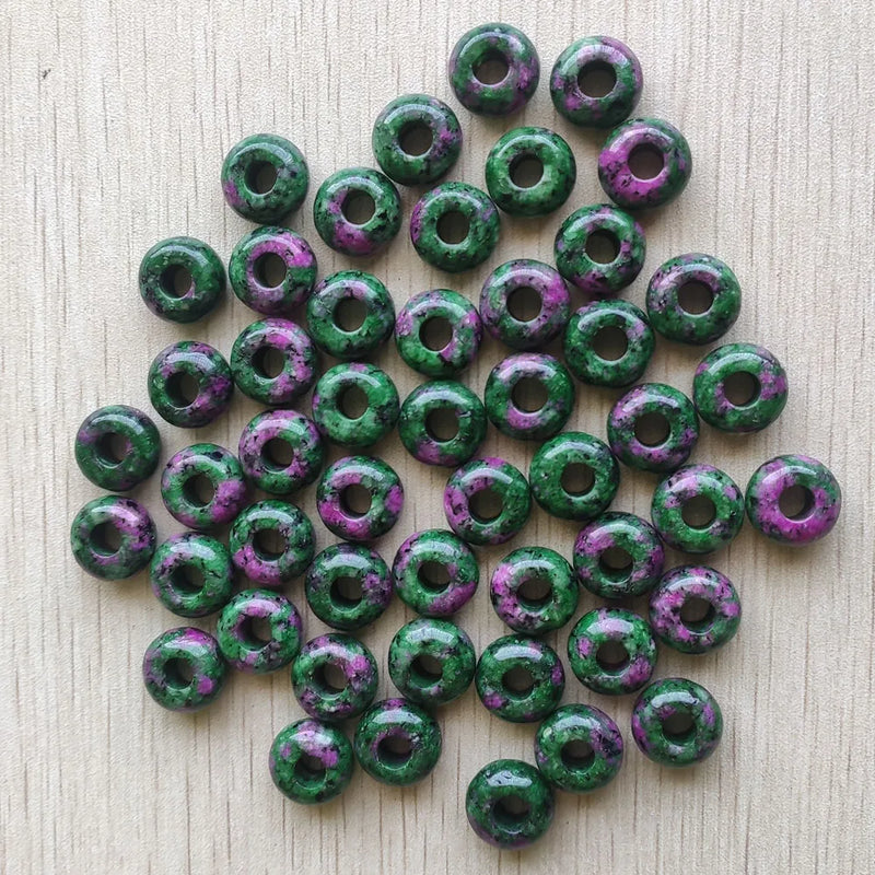 50pcs Natural Red Green Treasure Round Beads Big Hole for Bracelet