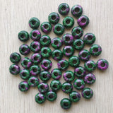 50pcs Natural Red Green Treasure Round Beads Big Hole for Bracelet