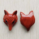 Red Stone Carved Fox Charms Pendants for Necklace Jewelry Making 2pcs