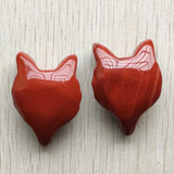 Red Stone Carved Fox Charms Pendants for Necklace Jewelry Making 2pcs