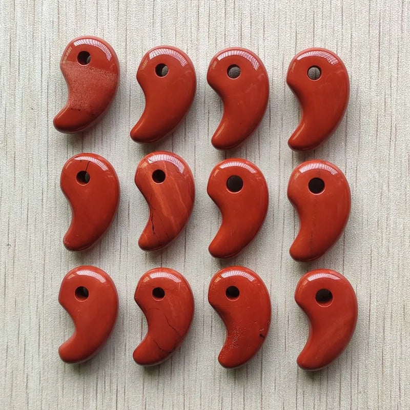 Natural Red Stone Magatama Charms Pendants for Jewelry Making 12pcs/lot