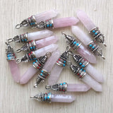 Roses Quartz Pink Pillar Pendants for Jewelry 24pcs/lot