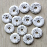 Natural Stone Circle Donut Charms Beads 30mm 12pcs/lot
