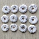 Natural Stone Circle Donut Charms Beads 30mm 12pcs/lot