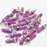 Natural Stone Pillar Charms Crystal Pendants for Jewelry Making 24pcs/lot