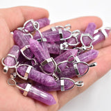 Natural Stone Pillar Charms Crystal Pendants for Jewelry Making 24pcs/lot