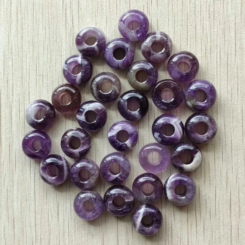 Natural Stone Round Shape Big Hole Charms Beads for Bracelet Making 30pcs/lot