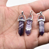 Natural Stone Stripe Amethysts Pillar Charms Pendants 24pcs