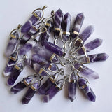 Natural Stone Amethysts Pillar Charms Pendants for Jewelry Making 24pcs/lot