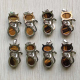 Tiger Eye Stone Cat Shape Pendants for Jewelry Making 12pcs/lot