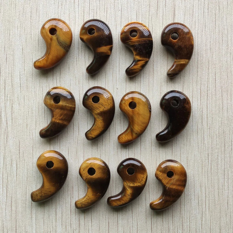 Natural Tiger Eye Stone Magatama Charms Pendants 12pcs/lot