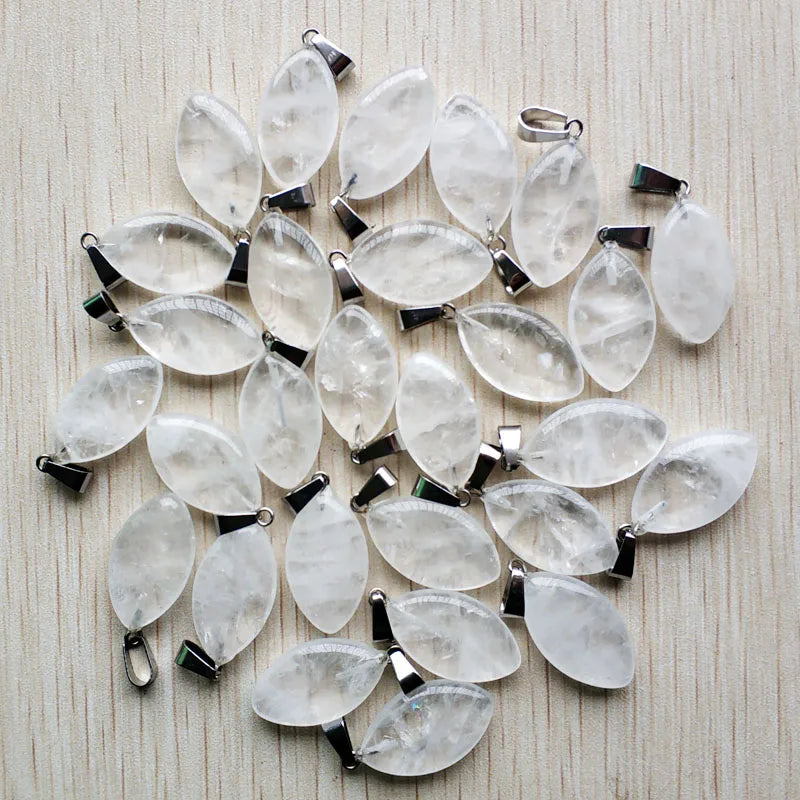 50pcs Natural Crystal Horse Eye Shape Pendants for Jewelry Making