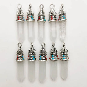 Natural Crystal Pillar Charms Pendants 24pcs/lot for Jewelry Making
