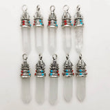 Natural Crystal Pillar Charms Pendants 24pcs/lot for Jewelry Making