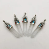 Natural Crystal Pillar Charms Pendants 24pcs/lot for Jewelry Making