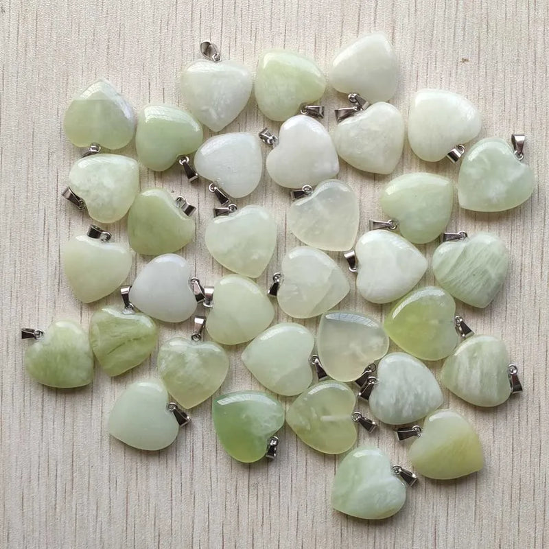 20mm Xianshan Jade Love Heart Shape Pendants for Jewelry Making