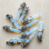 Opal Stone Alloy Flower Hexagonal Pendants for Jewelry Making