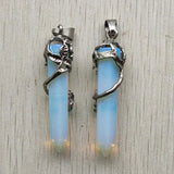Opal Stone Alloy Flower Hexagonal Pendants for Jewelry Making