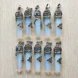 Opal Stone Alloy Flower Hexagonal Pendants for Jewelry Making