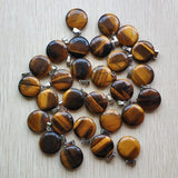 Tiger Eye Stone Round Shape Pendants for Necklace Making Charms Jewelry