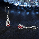 Red Crystal Ruby Gemstones Dangle Drop Earrings for Women