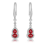 Red Crystal Ruby Gemstones Dangle Drop Earrings for Women