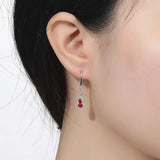 Red Crystal Ruby Gemstones Dangle Drop Earrings for Women