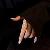Grass Branch Zircon Pearl Ring - Japanese Style Hand Jewel