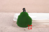 Green Jade Laughing Buddha Pendant Necklace Chinese Hand-Carved Luck Gift