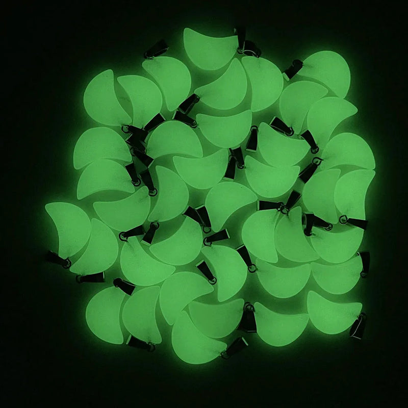 Green Luminous Stars Moon Stone Pendants 50pc for Jewelry Making