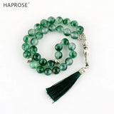 Green Agate Islamic Muslim Tasbih Allah Rosary Gray Beads Bracelet