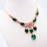 Green Gemstone Palace Necklace Moroccan Jewelry 14K Rose Pendant