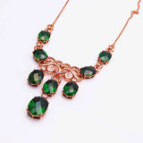 Green Gemstone Palace Necklace Moroccan Jewelry 14K Rose Pendant