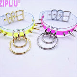 NEON GREEN Punk Choker Necklace Rivet Spikes Bullet Collar