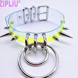 NEON GREEN Punk Choker Necklace Rivet Spikes Bullet Collar