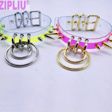 NEON GREEN Punk Choker Necklace Rivet Spikes Bullet Collar
