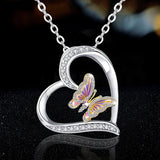 Heart Color Butterfly Necklace Animal Jewelry Zircon Pendant Couple Necklacs