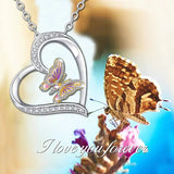 Heart Color Butterfly Necklace Animal Jewelry Zircon Pendant Couple Necklacs