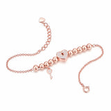 Rose & White Silver Heart Bracelet with Beads and Gemstones