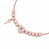 Rose & White Silver Heart Bracelet with Beads and Gemstones