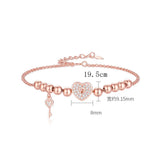 Rose & White Silver Heart Bracelet with Beads and Gemstones