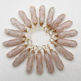 Rose Quartz Pendant 24pc Natural Stone for Jewelry Making