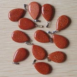 50pcs Sand Stone Flat Water Drop Charms Pendants for Jewelry Making