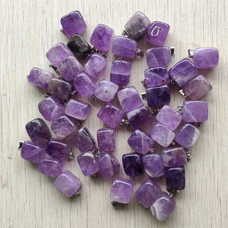 50pcs Natural Amethysts Irregular Shape Pendants for Jewelry Making